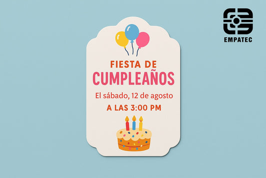 Invitación para Fiesta con Corte de Contorno Cuarto de Carta