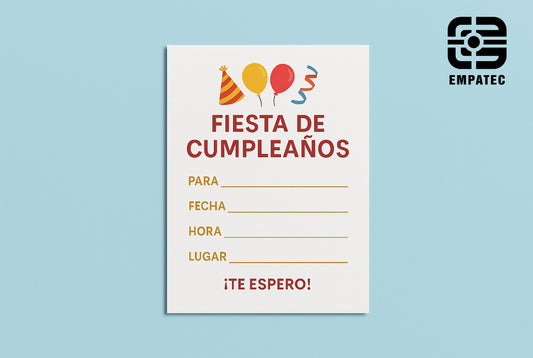 Invitación para Fiesta Tamaño Media Carta