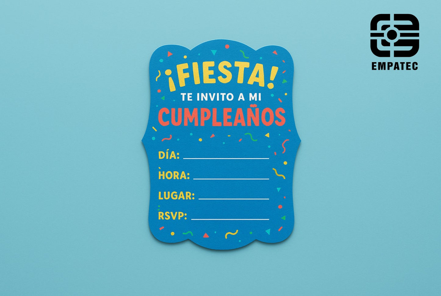 Invitación para Fiesta con Corte de Contorno Media Carta